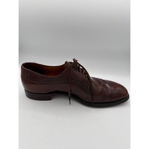 Men’s Alan Mcafee 10 Oxfords Dress Wingtip Brown Leather England Shoes - Picture 4 of 6
